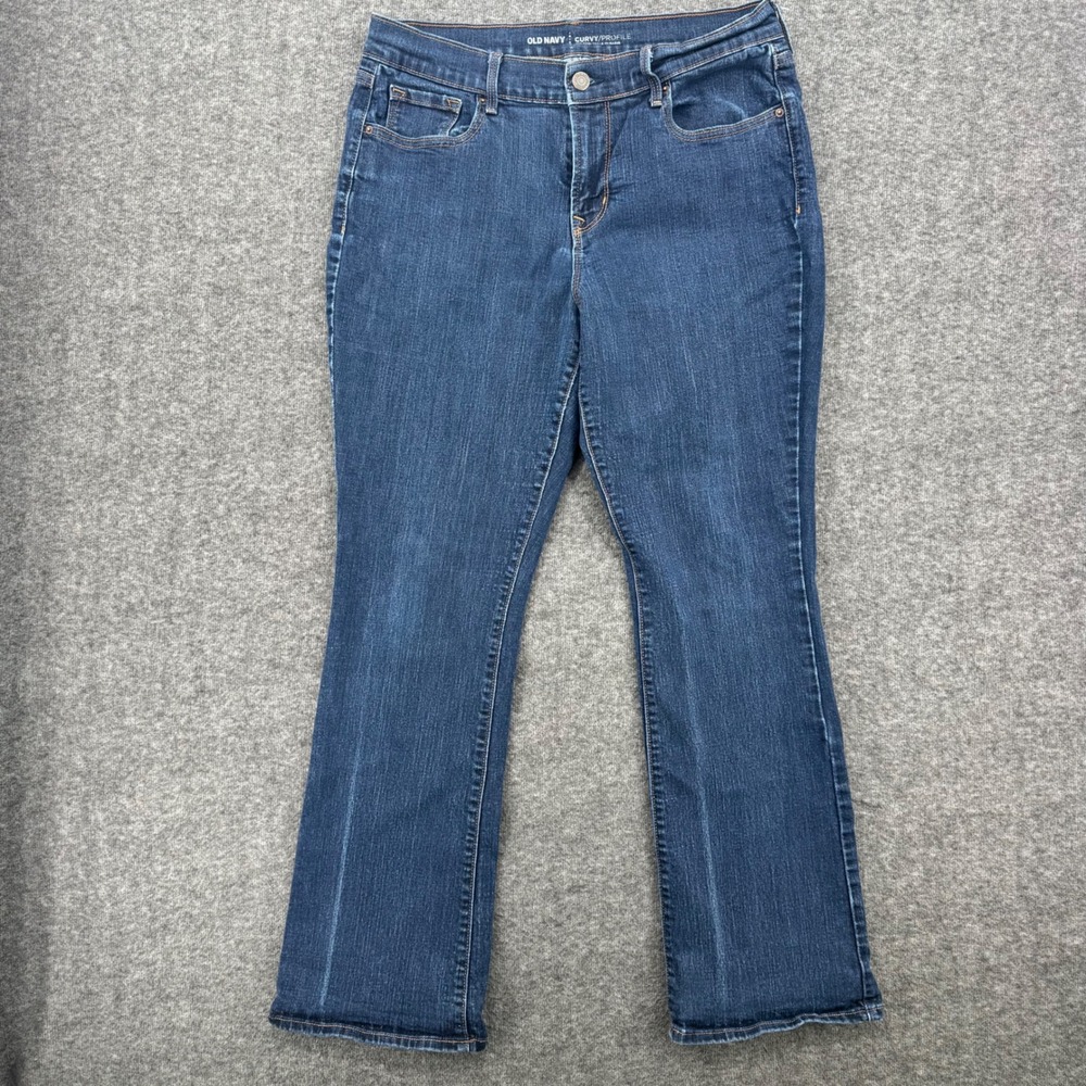 Old Navy Curvy Profile Mid Rise Bootcut Jeans Dark Wash Blue Womens 12 Short